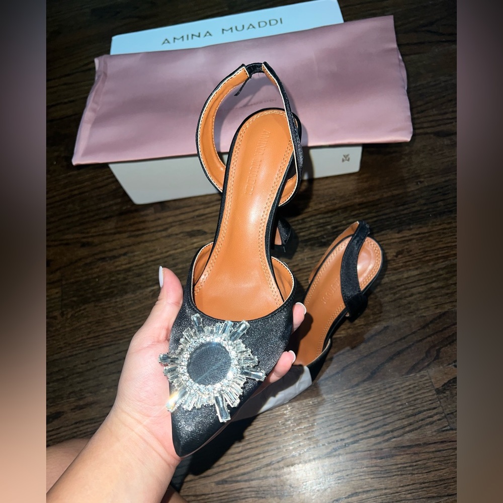 AMINA MUADDI HEELS . NO DUST BAG NO BOX